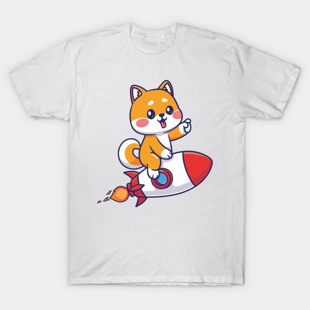 Cute Kawaii Fox on Rocket T-Shirt by Seedsplash